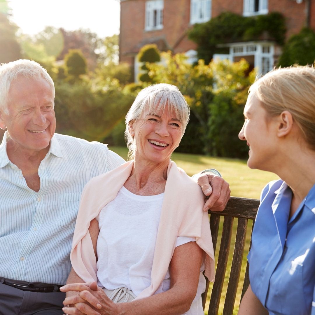 A family relaxing together in a shared outdoor space.